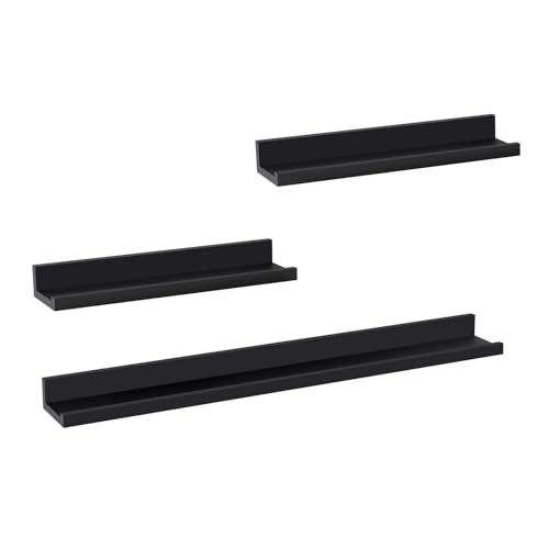 WOLTU Étagère Murale, Étagère Flottante, Lot de 3, avec Rebord, Décoration Murale pour Cadre...