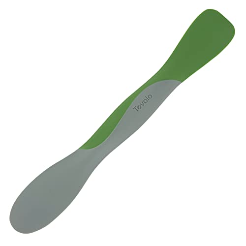 Image of Tovolo Mini Scoop and Spread Tool for Kitchen Meal Prep Small Sandwich Spreader Spatula for Peanut Butter Jelly, Silicone BPA Free Dishwasher Safe Scooper Spreader, Pesto Green and Oyster Gray