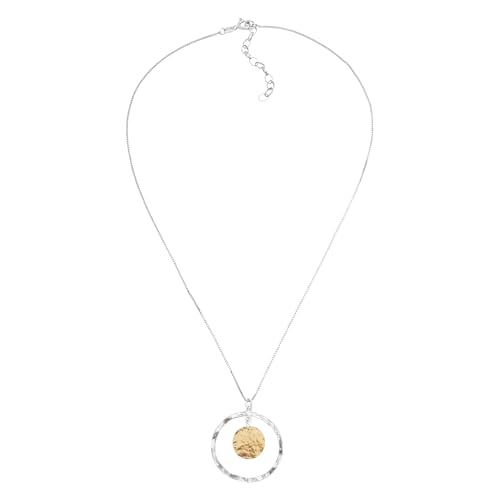 Silpada 'Marbella' Two-Tone Disc Pendant in Sterling Silver with Gold-Plating, 18" + 2"3