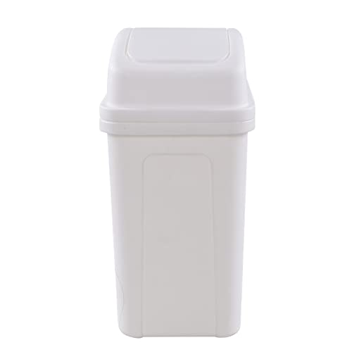 Callyne 1-Pack 1.8 Gallon Plastic Swing Lidded Trash Can, Small Garbage Bin, White - Thumbnail 7
