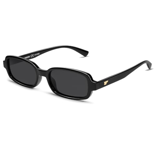 Image of VANLINKER Retro Rectangle Polarized Sunglasses for Women Men Small 90s Style Vintage Trendy Narrow Rectangular Frame VL9813