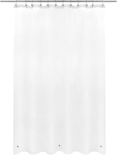 Image of Barossa Design 70x60 Short Frosted Shower Curtain Liner with 3 Magnets - Waterproof Short PEVA Plastic Shower Liner for Bathroom, PVC Free, Metal Grommets - Frost, 70x60