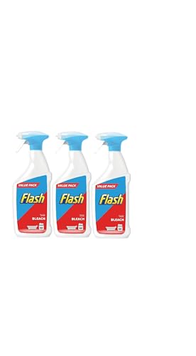 Flaash Bleach Cleaning Spray 500ml (Pack of 3) | Powerful Multi-Purpose Cleaner for Tough Stains & Germs | Kills 99.9% of Germs | Brightens Surfaces | Easy-to-Use Spray