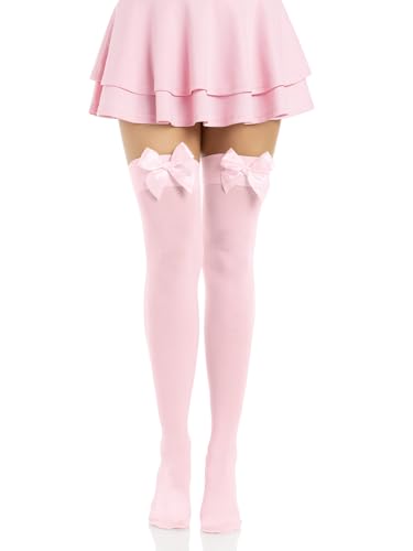 Image of Leg Avenue Women's Satin Bow Accent Thigh Highs