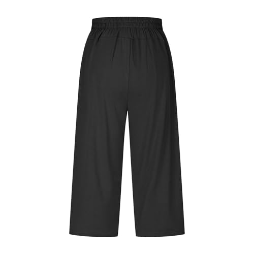 MCILLO Capri Pants for Women 2025 Summer High Waisted Wide Leg Loose Fit Casual Capris with Pockets Womens Cropped Pants4