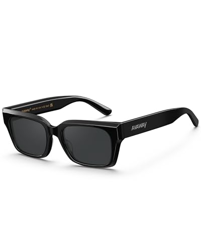 Image of AVAWAY Chunky Rectangle Sunglasses for Men Women, Polarized Trendy Large Acetate Frame UV400 Protection Driving Sun Glasses