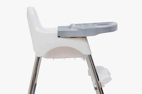 Image of Esquire Paw Spotty Baby Dining Chair with Footrest, Seat Belt and Adjustable Tray (White)