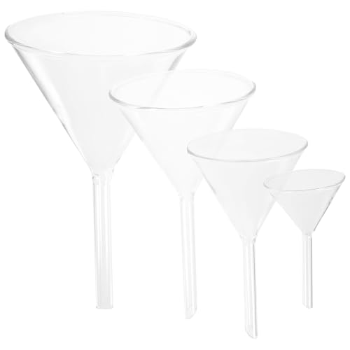 BELLIFFY 4pcs Borosilicate Glass Laboratory Funnels Set with Short Stem, 40Mm 60Mm 75Mm 90Mm Scientific Filling Funnels for Lab and Industrial Use