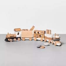 Hand with Magnolia Wooden Toy Train Set 