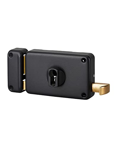 THIRARD - Boitier de Serrure Horizontale en Applique Double Entrée à Tirage pour Entrée - Gauche - Axe 60 mm - 140 x 88 mm - Noir - Coffre et Gâche Acier -...