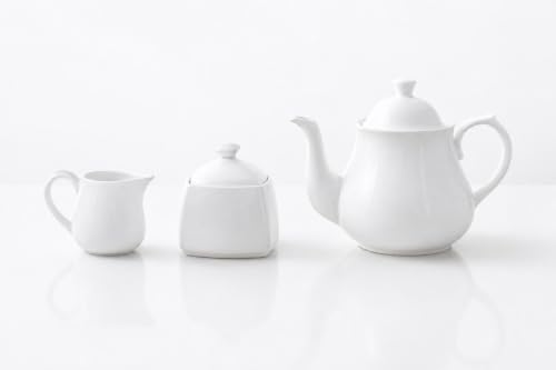 Image of White Porcelain Tea Pot 550ml with Suger Pot and 60ml Creamer