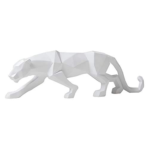HANDIYA Sculpture Artisanale Sculpture léopard Résine Animaux Statue Figurines Collectibles Desktop Deco Modèle Artisanat Ornements géométriques
