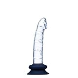 17 cm kleiner Glas-Dildo mit Silikon-Saugfuß, Mini-Dildo süßer Analplug aus Glas, Realistischer, transparenter Glas-Dildo, ein Erwachsenen-Spielzeug, ideal für Neulinge und zur G-Punkt-Stimulation