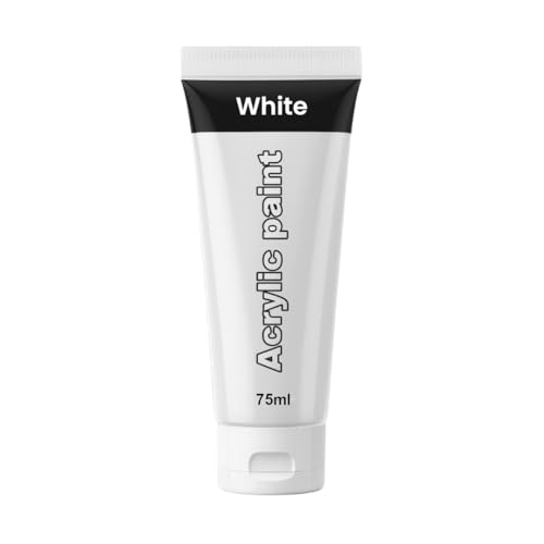 MARKQ Acrylic Paint 75 ml Tube Rich Highly Pigmented Non-Toxic Artist Colors | 10 Vibrant Colors for DIY Crafts Canvas Paper Wood Fabric and Art Projects (White)