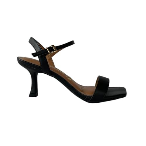 Sandália Feminina Vizzano – Bico Quadrado, Salto Taça, Moderna, Confortável e Elegante (Preto, BR, Adulto, Numérico, 36)