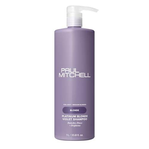 Paul Mitchell Platinum Blonde Violet Shampoo, Banishes Brass + Brightens,