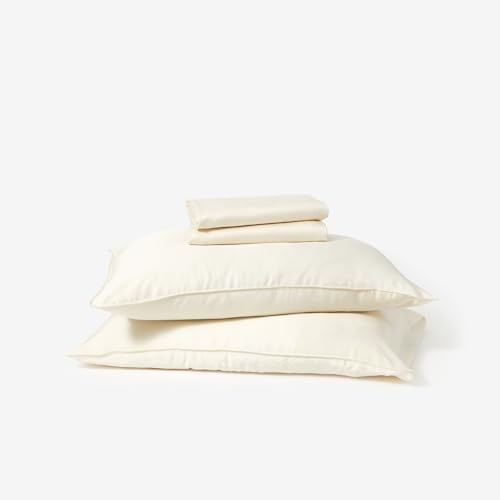 Buffy 100% Eucalyptus Lyocell Sheet Set - Silky Soft, Cool-to-The-Touch, Naturally-Dyed 4 Piece Set w/ 15” Deep Pockets (Cream, Queen)