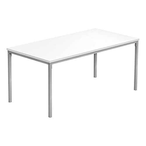 Monarch Specialties 3795 Mesa de centro, acento, cóctel, rectangular, sala de estar, metal, laminado, blanco, gris, contemporánea, mesa moderna, 40 pulgadas de largo, plateado, 40 pulgadas de largo x