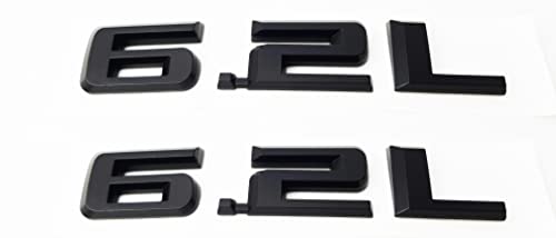 Image of 2pcs New 6.2L Emblems 3D Decals Replacement Badge Logo for 1500 2500HD (Matt Black)