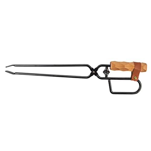Toddmomy Bbq Charcoal Clip Grill Tools Grill Charcoal Camping Accessories Bbq Tongs Barbecue Fireplace Tong Barbecue Clip Fireplace Tong with Handle Camping Tongs Leather Buckle Pu Leather
