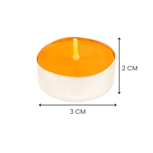 Image of Kriti Life Orange Scented Tealight Candles - 100% Paraffin Wax, Smokeless, Long Burn Time (4.5 Hours), Dripless Orange Candles for Home Decor, Diwali, Weddings & Meditation - Set of 50