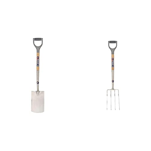 Image of Spear & Jackson 1160SP Neverbend Stainless Steel Digging Spade, Grey & 1560SF Neverbend Stainless Steel Digging Fork,Blue,98.5 x 18 x 11 cm