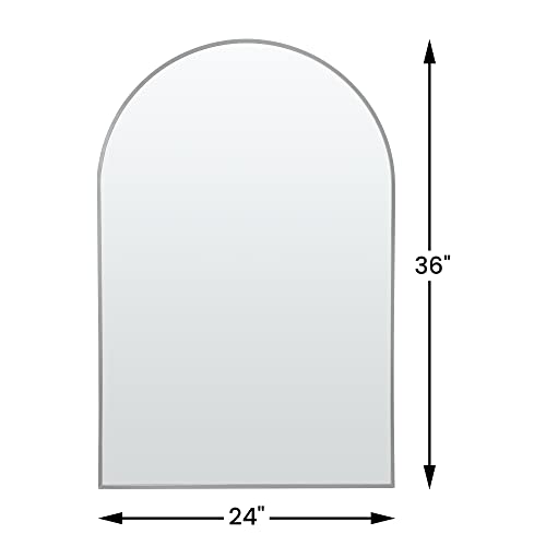 Image of PexFix Arched Wall Mirror 36 inchx24 inch Large Bedroom Mirror with Aluminum Alloy Thin Frame for Bedroom and Bathroom,Silver