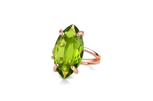 Bague marquise en péridot et or rose pour sublimer vos tenues
