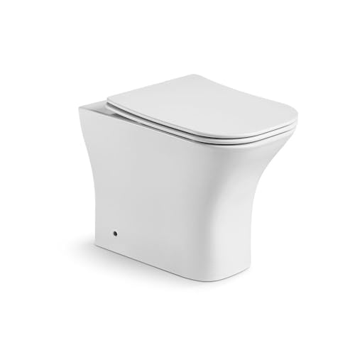 Milano Avenham Modern White Ceramic Back to Wall Toilet WC Pan Soft Close Seat