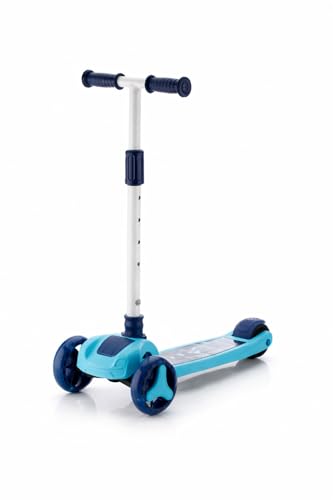 Image of Foldable Kick Skating Cycle LED Wheels | Kids 3 Wheel Kick Scooter with Adjustable Handlebar & Hight, Front Brake, Bell and Printed Deck | Skate Scooter for Kids Age 2-12 Years (White)