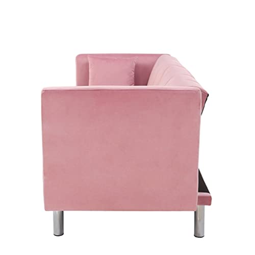 Hjhl Velvet Sofa Bed Living Room Couch W/Metal Legs Holders Sleeper Daybed, For Small Spaces, Pink #TOP5