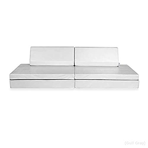 Foamnasium Blocksy Kids Couch, Indoor Foam Playset, 4 Piece Soft Toddler and Kids Active Play Couch for Crawling, Climbing, Fort Building and Jumping, Made in the US, Gull Gray