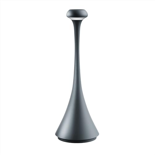 TYEE Lámpara de mesa, LED Recargable Lámpara de mesa con batería, Regulable Lámpara de escritorio Aluminio con Base de carga magnética, 2700k-6500k para Interiores y Exteriore (Gris oscuro)