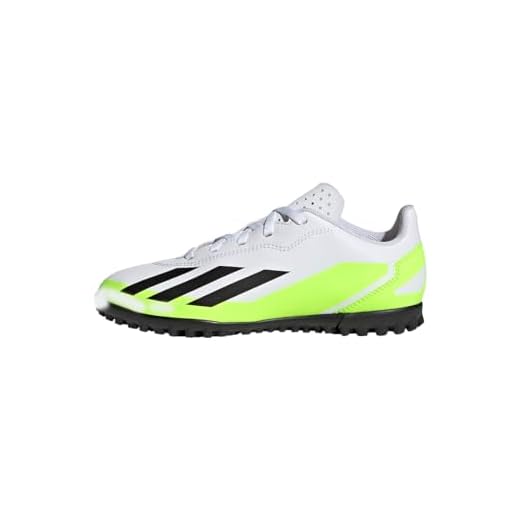 adidas X Crazyfast.4 Turf Boots, Football Shoes, FTWR White/Core Black/Lucid Lemon, 38 2/3 EU