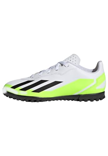 adidas X Crazyfast.4 Turf Boots, Botas de fútbol, Cloud White/Core Black/Lucid Lemon, 38 2/3 EU