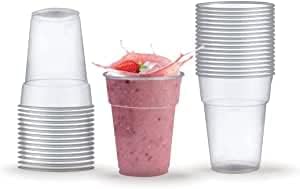 Maryster Half Pint Plastic Cups Pack of 100 (300ml), Strong Plastic Disposable Cups for Picnic Parties, Eco-Friendly Recyclable Plastic Glasses for Travel BBQ and All Types of Events