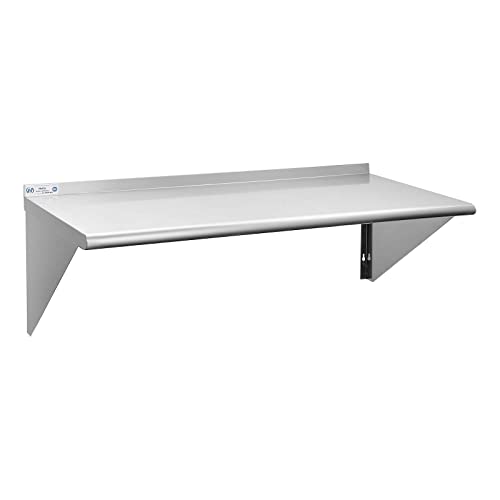 HALLY SINKS & TABLES H Stainless Steel Shelf 18 x 48 Inches, 400 lb, Commercial Wall Mount Floating Shelving for Restaurant, Kitchen, Home and Hotel