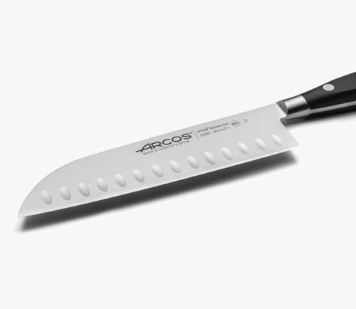 Miniatura 5 de Arcos Cuchillo Santoku Acero Inoxidable. Cuchillo Cocina Profesional Japonés Cortar Carne, Pescado Y Verduras. Mango Ergonómico Polioximetileno Y Hoja 180 Mm. Serie Riviera. Color Negro