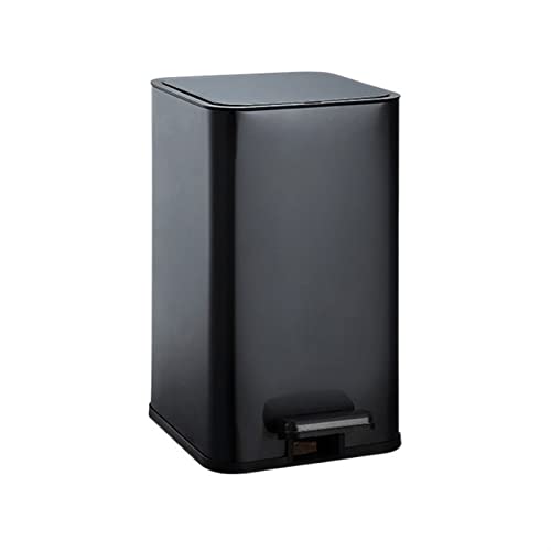 ASumPio Papelera, Papelera De Acero Inoxidable De Estilo Moderno De 10 L, Papelera De Gran Capacidad Operada con Pie para Cocina, Inodoro, Color Negro, 10 L,Black-10L