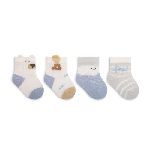 GRABAGECAN Pack of 4 Pair Baby Socks Lightweight Boneless Cotton Socks Soft & Breathable Infant Socks for Daily Party Wear