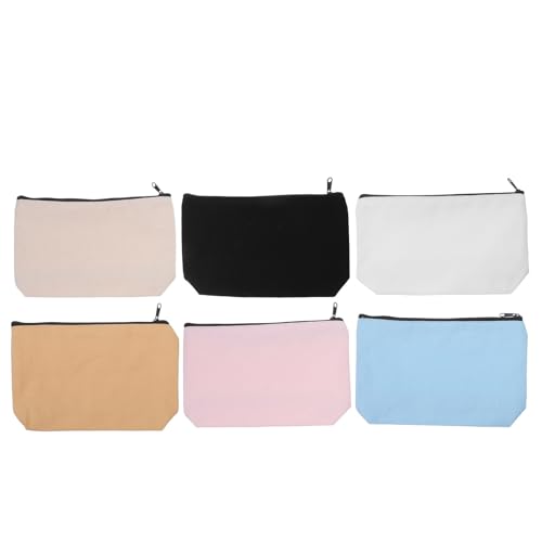 6 Bolsas de lona con cremallera de gran capacidad para maquillaje y lápices