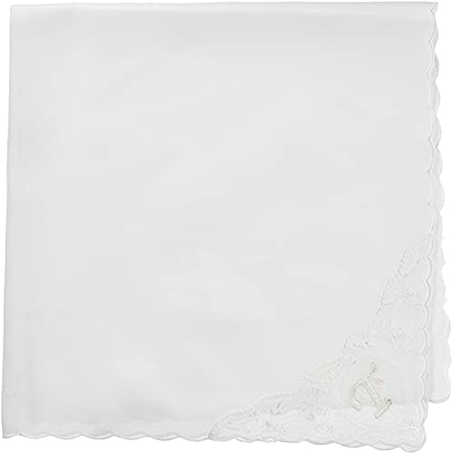 [インターモード] レディース イニシャル ハンカチ 40505005 5006 40505006C イニシャルT ホワイト 47cmx47cm