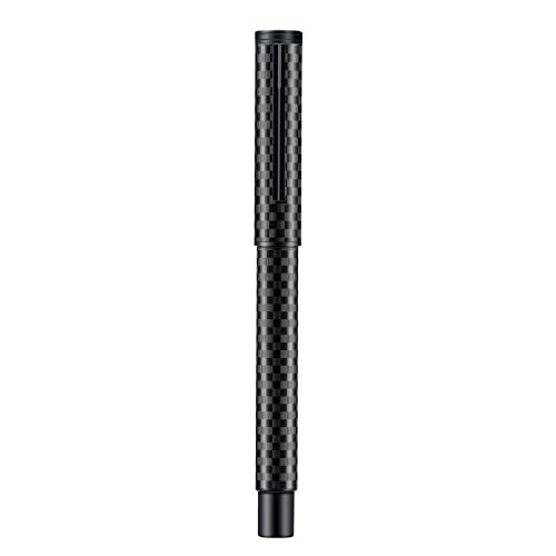 Image of Hongdian Black Forest Pro Carbon Fiber Fountain Pen, Bent Nib for Fude Calligraphy Writing (Fine to Broad) with Converter and Metal Pen Box Set