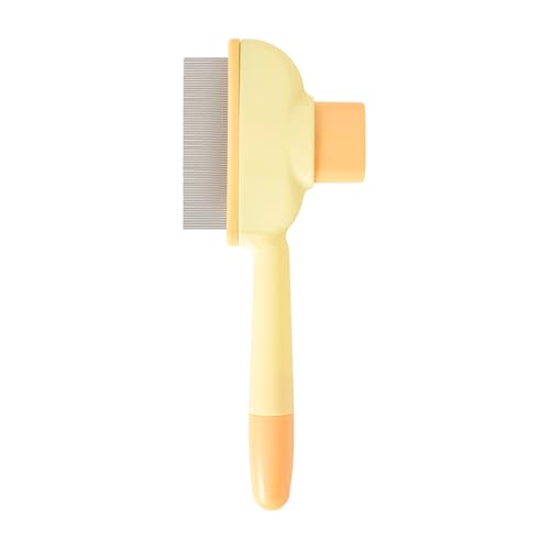 Selbstreinigender Flohkamm, 8,2x20CM Fellblitz Bürste Katze, Selbstreinigende ABS Fellpflegebürste für Haustiere, Flohkamm fürHunde und Katzen (Gelb)