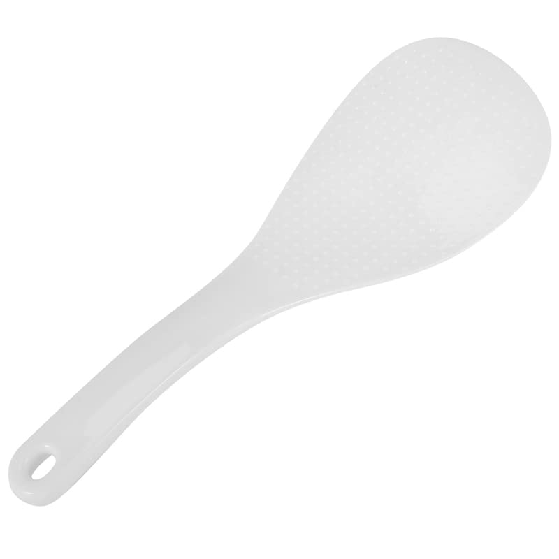Pasuihcay Kitchen Dotted White Plastic Flat Rice Scoop Paddle Meal Spoon