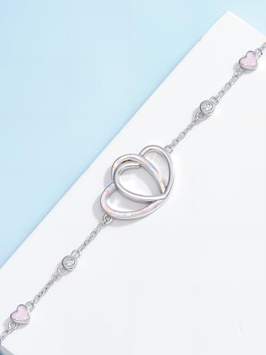 Image of WINNICACA 925 Sterling Silver Anklets for Women Adjustable Beaded Butterfly Opal Anklet Bracelet Foot Chains Jewelry Gifts for Women Beach Birthday Christmas Gift