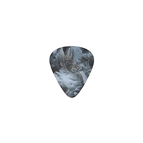 黒い龍 竜 ドラゴン デザインギターピック guitar pick ティアドロップ型 エレキギター/アコースティックギター/クラシックギター/ベース等の練習に最適な12枚セット