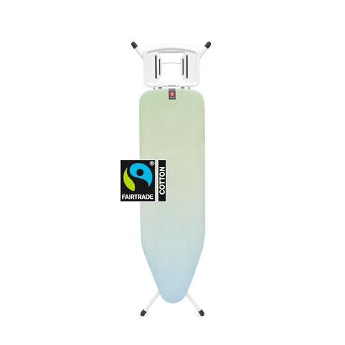 Image of Brabantia Comfort Ironing Board with Solid Steam Iron Rest | Medium (Size B) | Fairtrade Soothing Sea Cover | Adjustable Height (27-38 inch), Easy Fold, Anti-Collapse Lock, Non-Slip Feet
