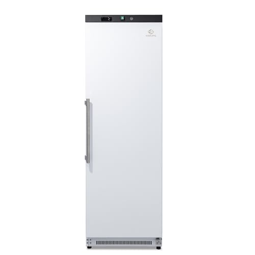 KOOLOTS 13 Cu.Ft Commercial Reach-in Upright Refrigerator, 24" White Solid Single Door Fridge with Lock, Energy-Efficient, Auto-Defrost, ETL, NSF & DOE Certified for Restaurant, Garage & Home Use