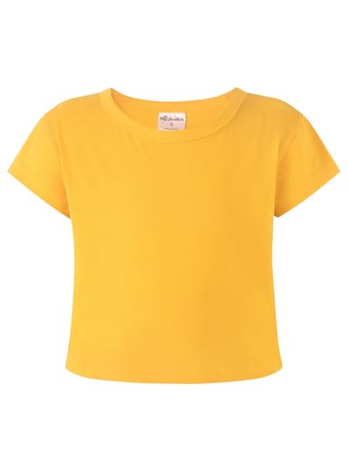 Image of Noomelfish Girls Short Sleeve Crop Tops Kids Summer Dance Cropped T-Shirts (5-14 Years)